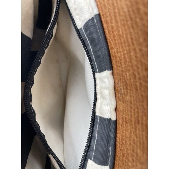 R Riveter Womens Handbag Purse Clutch Black Canvas Brown Leather Distressed - Picture 8 of 11